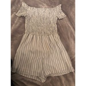 Blue and white romper